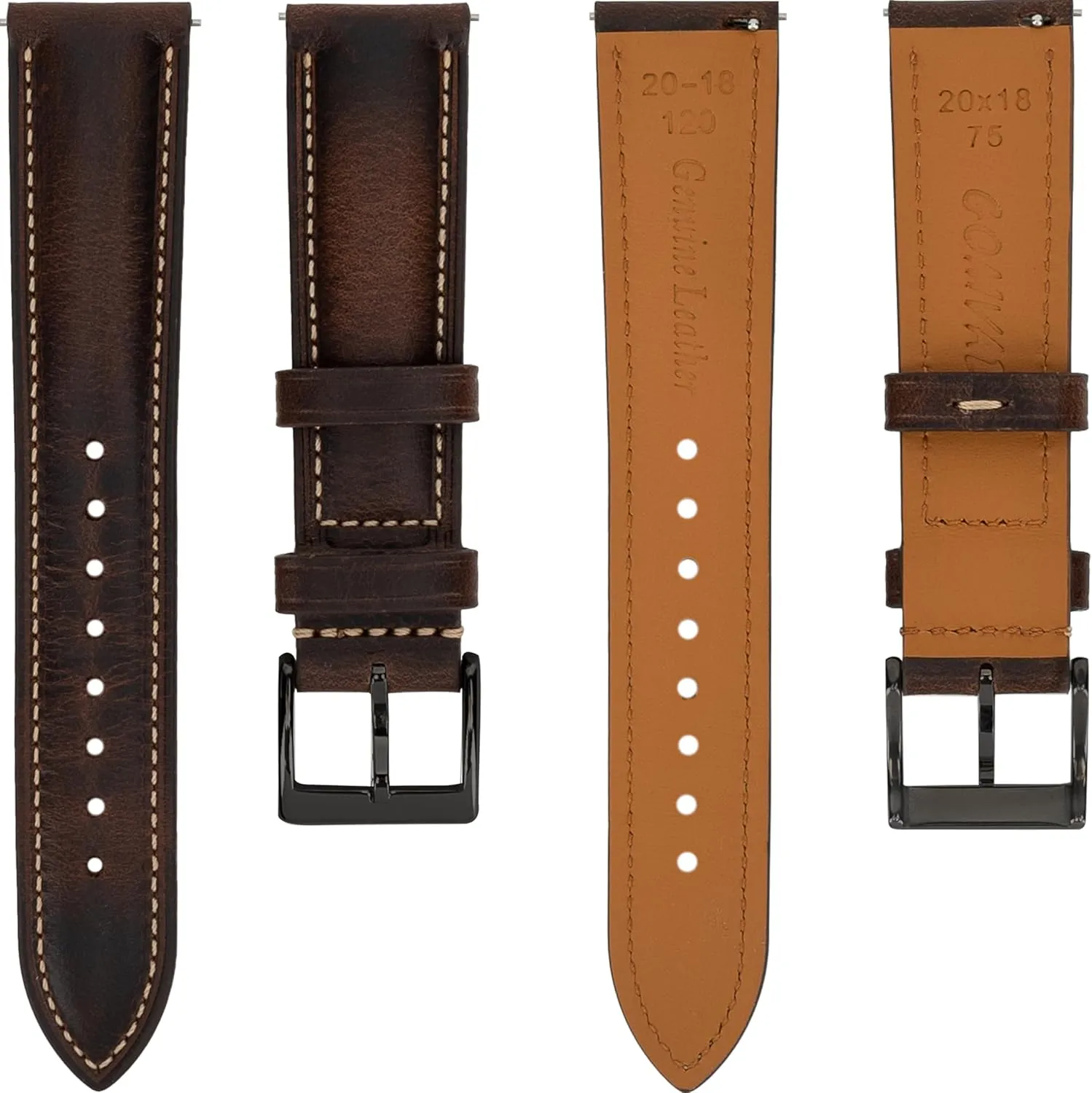 Quick Release Leather Watch Bands 14mm 16mm 18mm 19mm 20mm 21mm 22mm 24mm,Vintage Oil Wax-Tanned Leather Watch Straps Men's Watch Band Replacement Watch Strap for Men Women