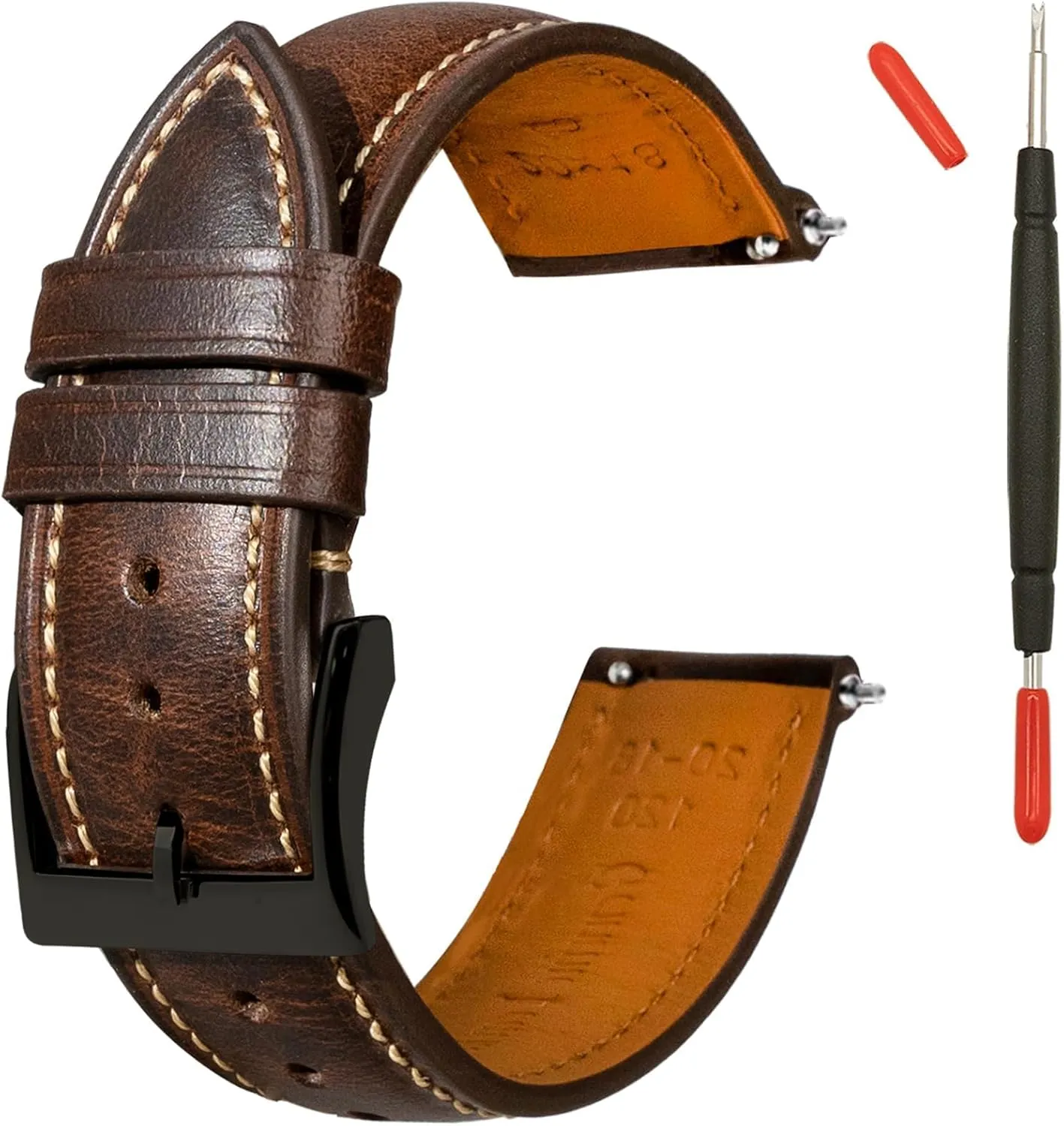 Quick Release Leather Watch Bands 14mm 16mm 18mm 19mm 20mm 21mm 22mm 24mm,Vintage Oil Wax-Tanned Leather Watch Straps Men's Watch Band Replacement Watch Strap for Men Women