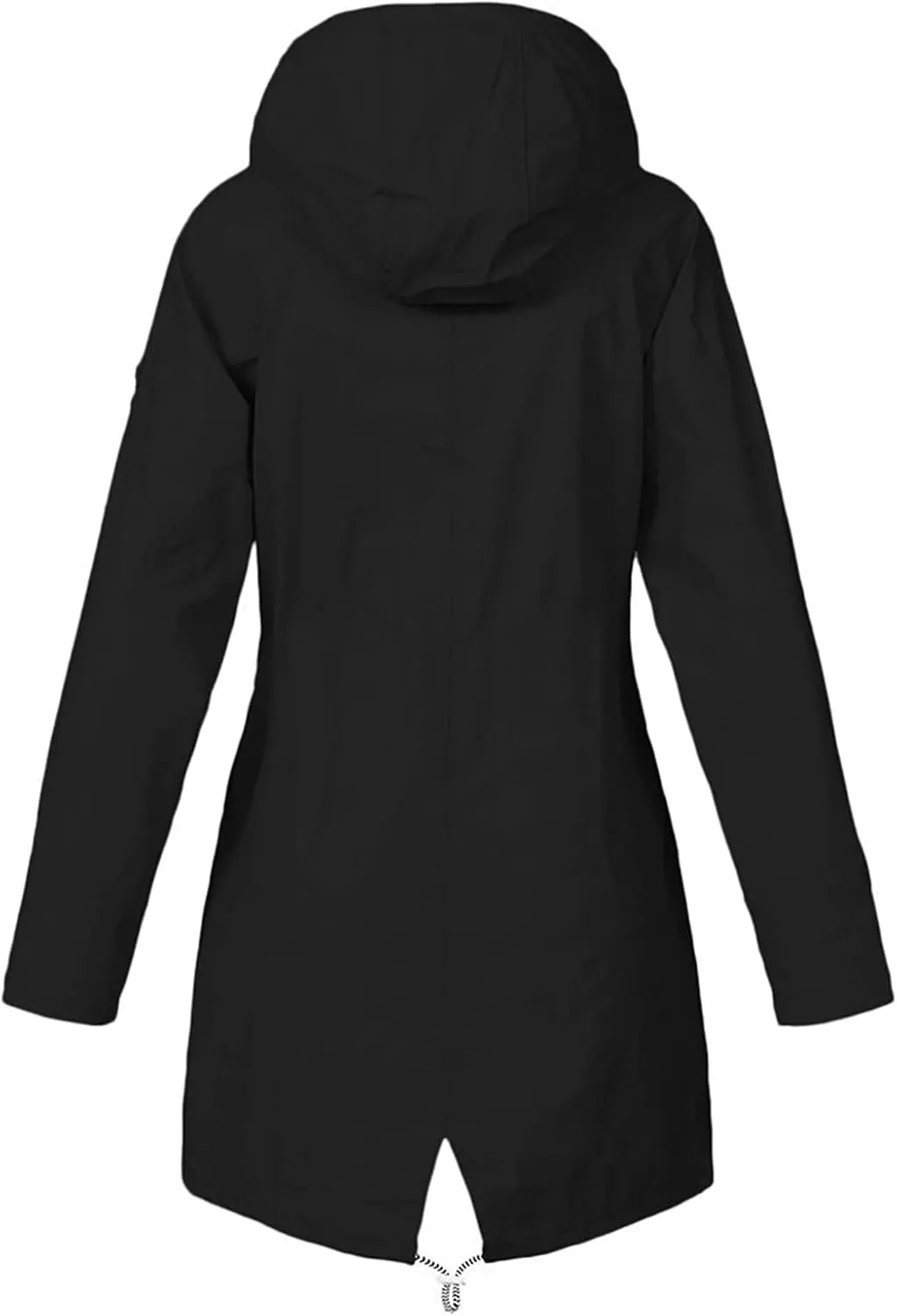 Rain Jacket Women Plus Size Waterproof Hooded Zip Up Coat Long Windproof Stripe Lined Raincoats with Pockets