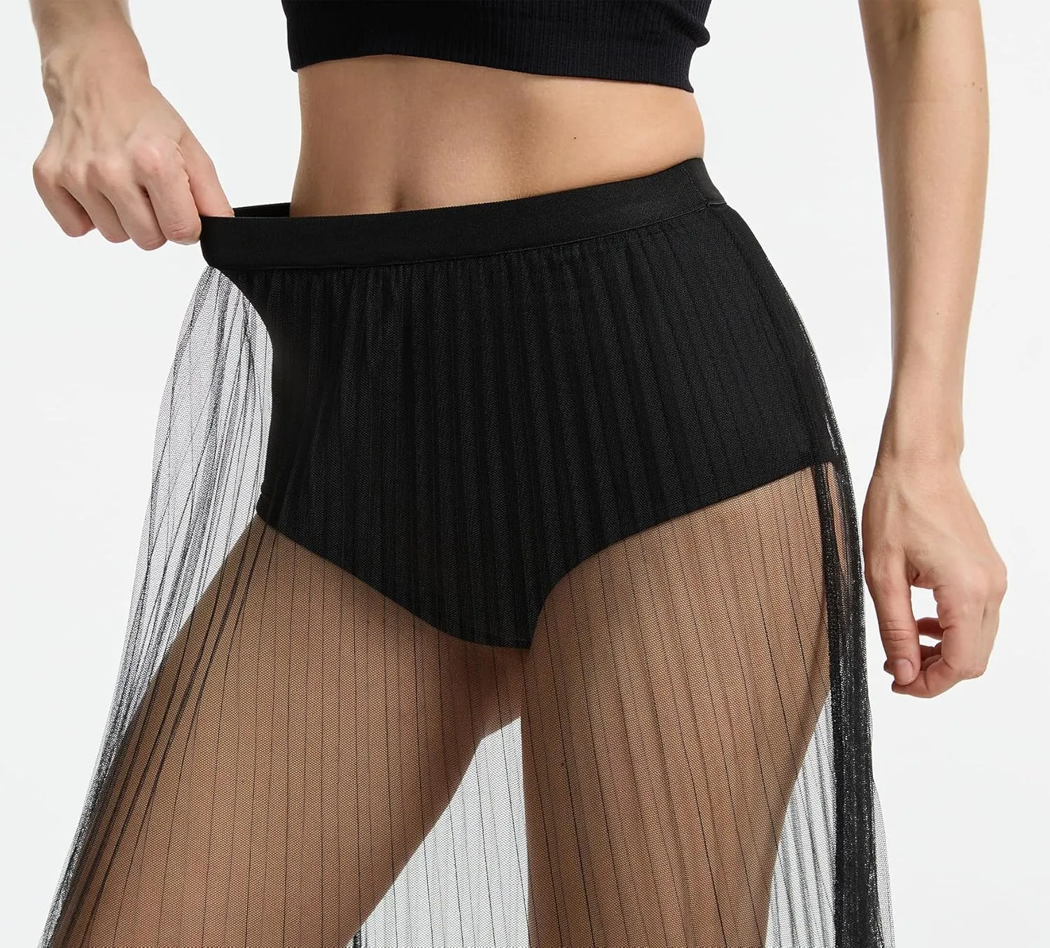 Rave Outfits for Women 2 in 1 Sheer Skirt Festival Clubwear Mesh High Waist Print A Line Maxi Skirt