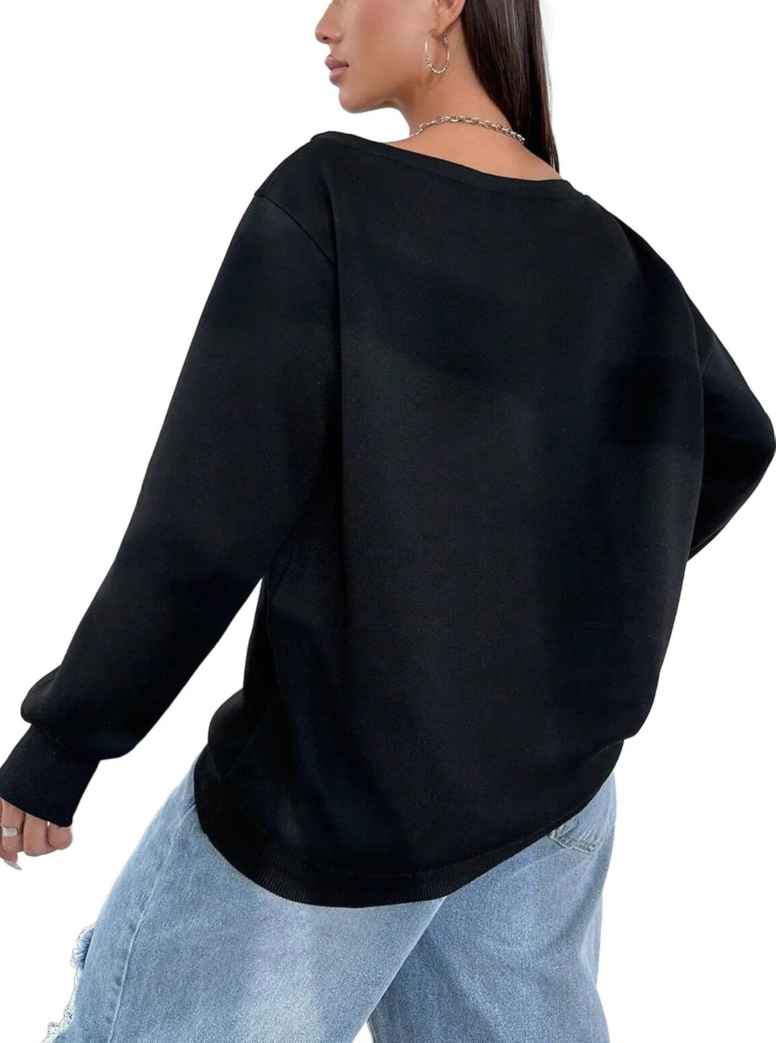 Remidoo Womens Off Shoulder Sweatshirt Drop Shoulder Oversized Long Sleeve Pullover Top