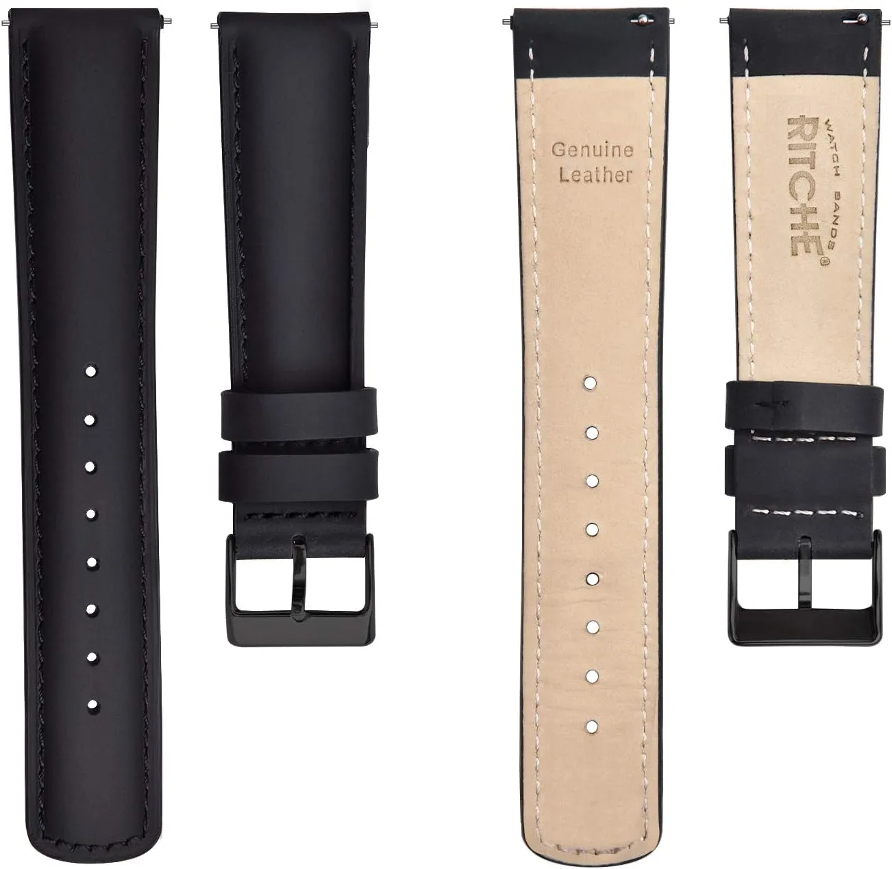 Ritche Christmas Gift Quick Release Leather Watch Bands Genuine Watch Straps for Men Women- 18mm 20mm 21mm 22mm 23mm 24mm Top Grain Leather Watch Strap, White Elephant Gifts, Stocking Stuffers for Men