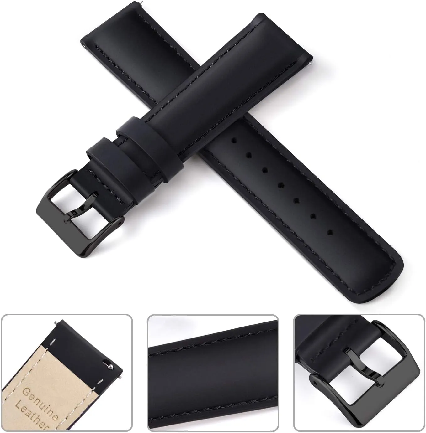 Ritche Christmas Gift Quick Release Leather Watch Bands Genuine Watch Straps for Men Women- 18mm 20mm 21mm 22mm 23mm 24mm Top Grain Leather Watch Strap, White Elephant Gifts, Stocking Stuffers for Men