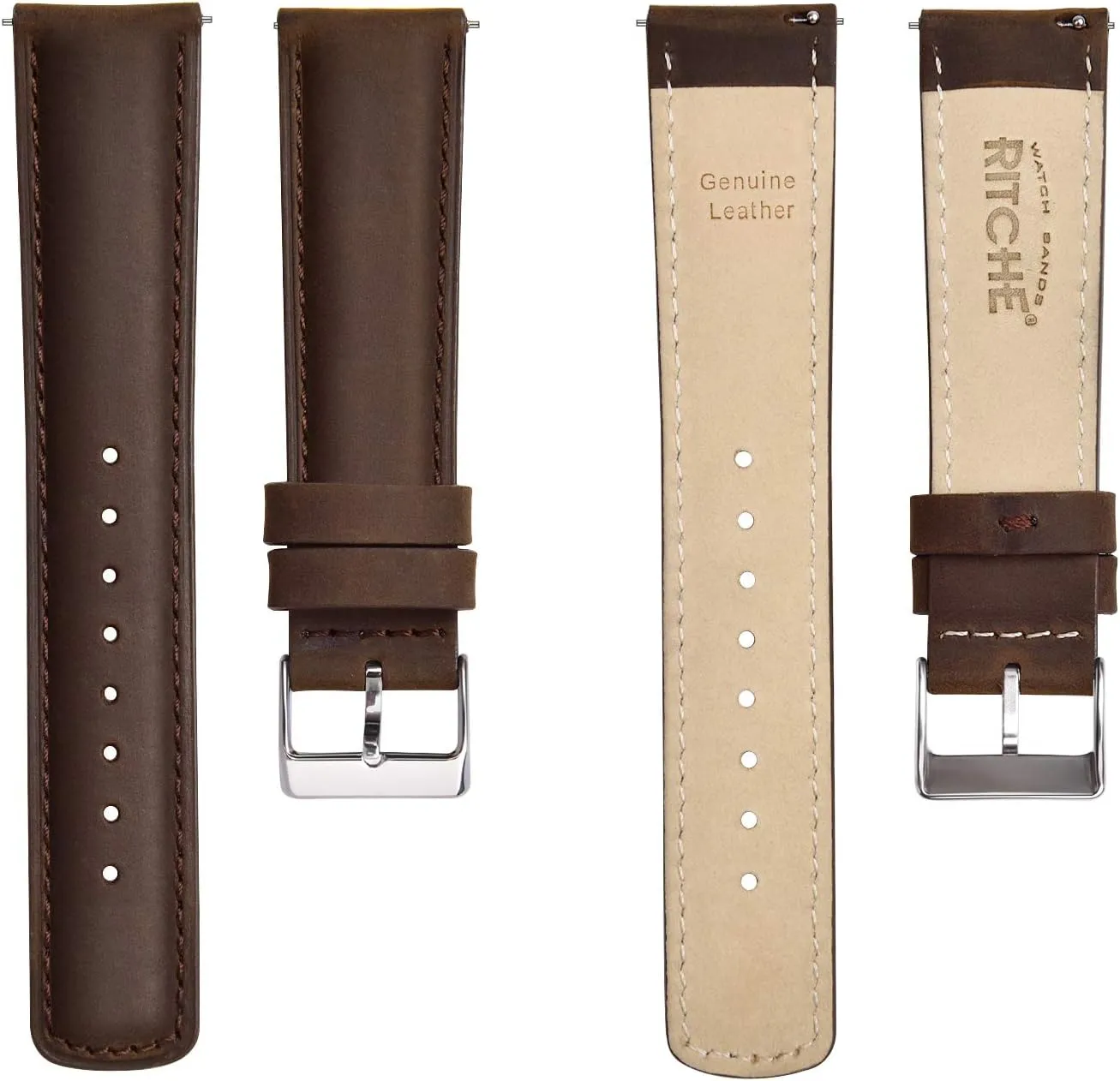 Ritche Christmas Gift Quick Release Leather Watch Bands Genuine Watch Straps for Men Women- 18mm 20mm 21mm 22mm 23mm 24mm Top Grain Leather Watch Strap, White Elephant Gifts, Stocking Stuffers for Men