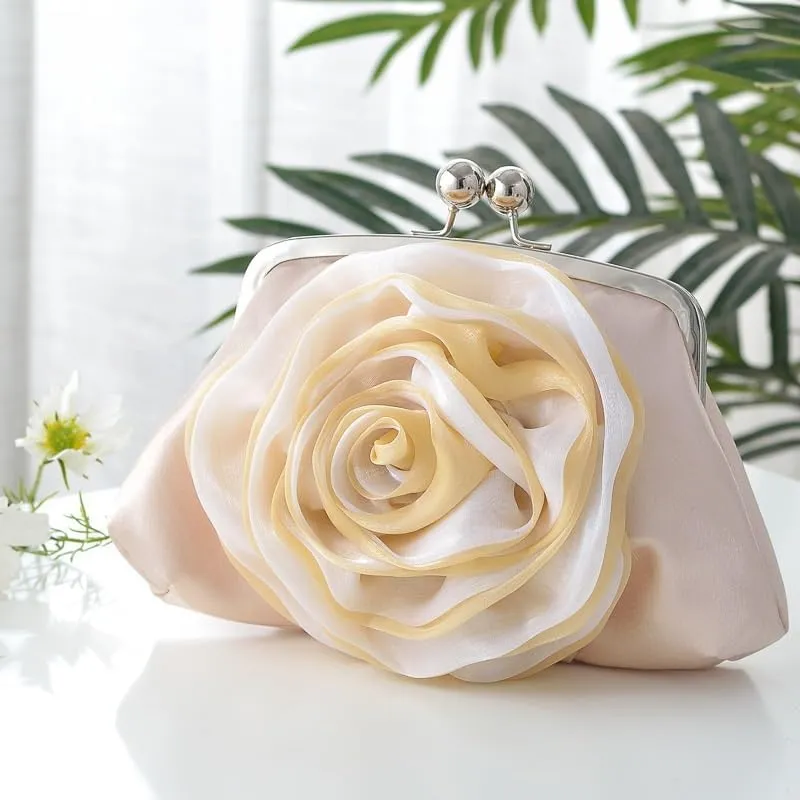 Rose Blossom Crossbody Bag Cheongsam Style Banquet Bag For New Year Celebrations