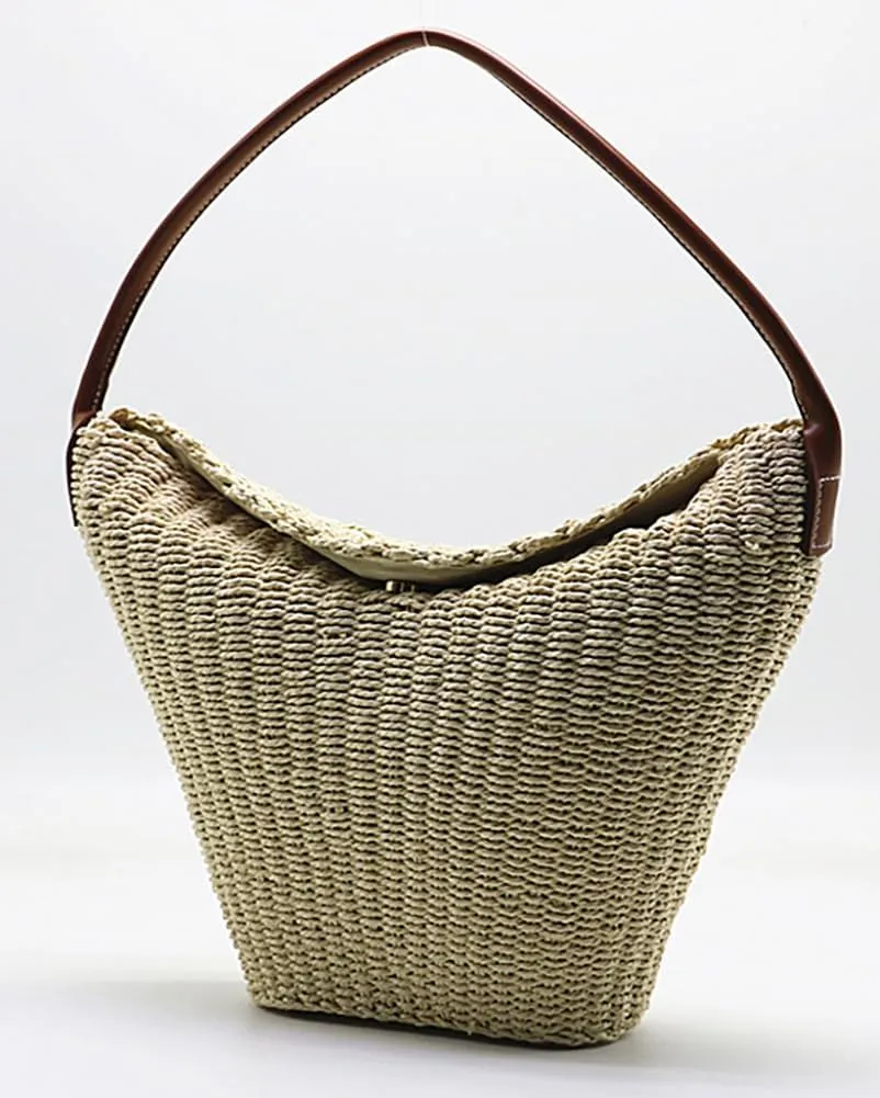 Rungion Womens Straw Shoulder Bag Large Rattan Woven Bucket Tote Purse Handmade Summer Beach Top Handle Handbags 2025