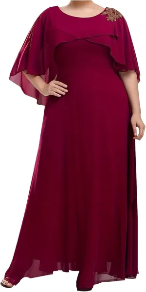 Ruziyoog Women's Plus Size Chiffon Cocktail Dress Casual Ruffle Sleeve Formal Evening Party Gown 2025 Wedding Guest Dress