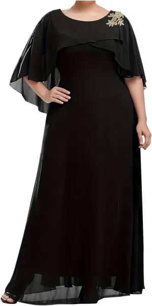 Ruziyoog Women's Plus Size Chiffon Cocktail Dress Casual Ruffle Sleeve Formal Evening Party Gown 2025 Wedding Guest Dress