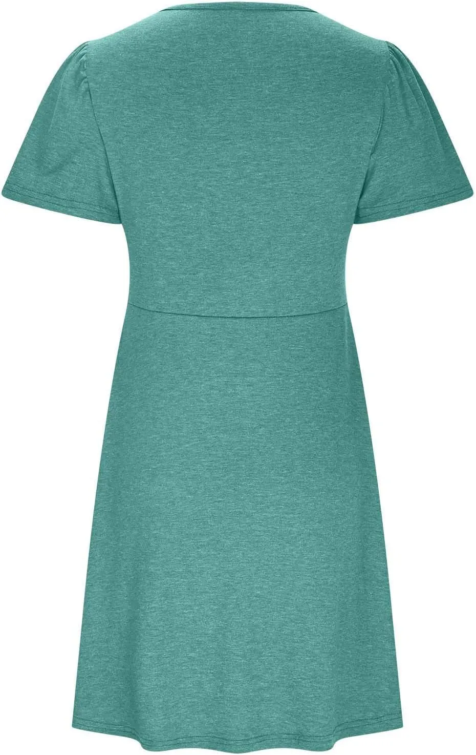 Ruziyoog Women's Twist Front V Neck Dress 2025 Fashion Short Sleeve Beach Sun Dress Summer Solid Color Casual A Line Dresses