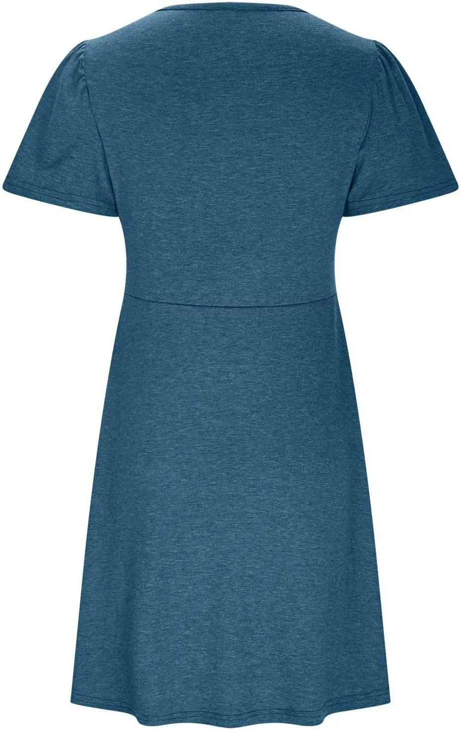 Ruziyoog Women's Twist Front V Neck Dress 2025 Fashion Short Sleeve Beach Sun Dress Summer Solid Color Casual A Line Dresses