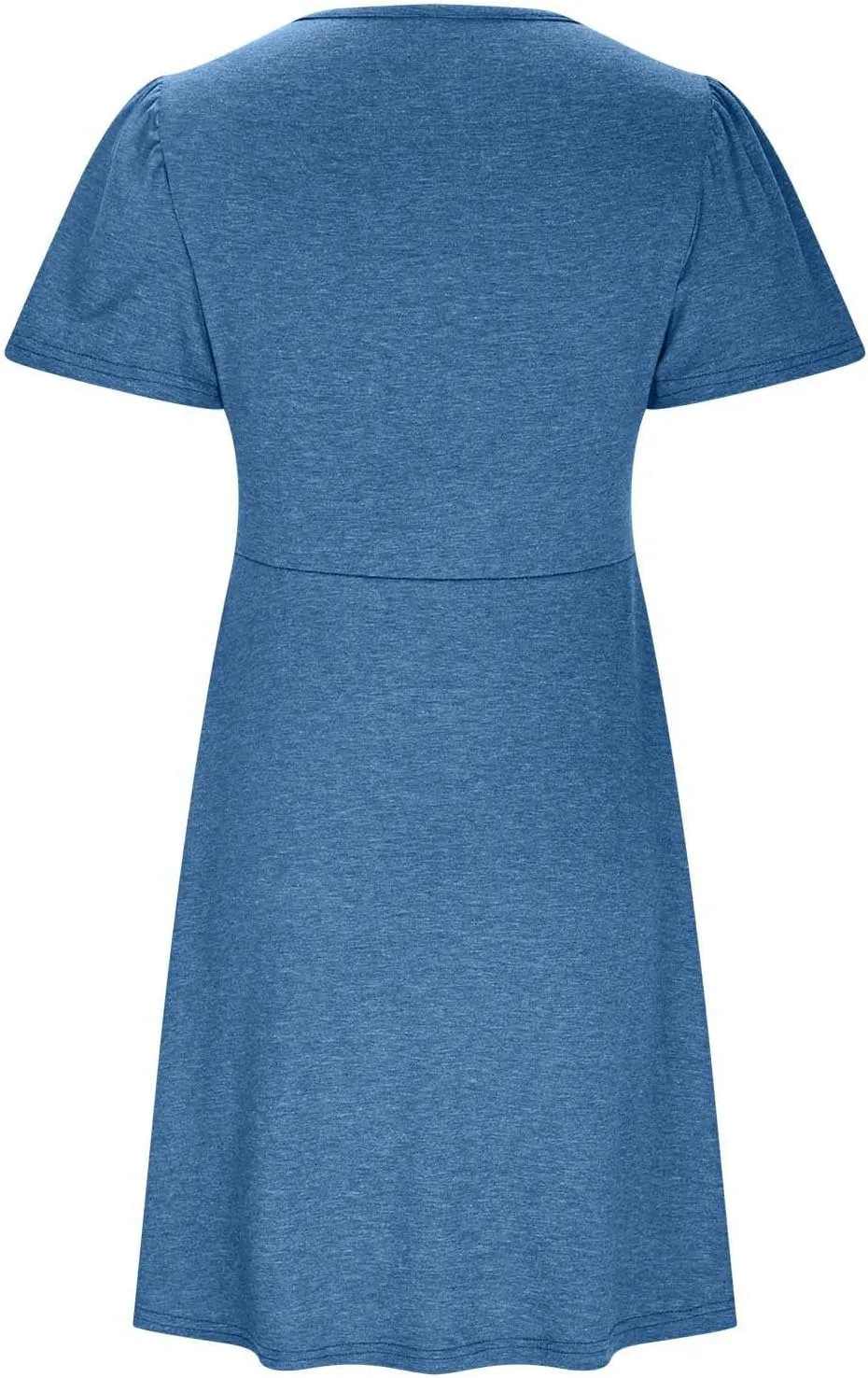 Ruziyoog Women's Twist Front V Neck Dress 2025 Fashion Short Sleeve Beach Sun Dress Summer Solid Color Casual A Line Dresses