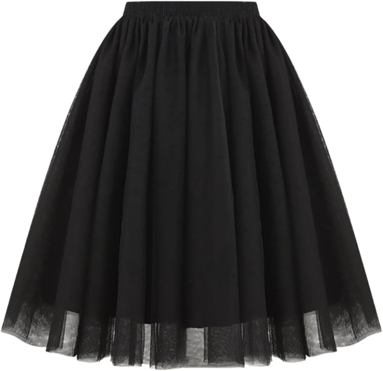 Rvidbe Womens 50s Vintage A-line Tulle Skirts Elastic High Waisted Petticoat Tutu for Women Flowy Layered Long Skirts