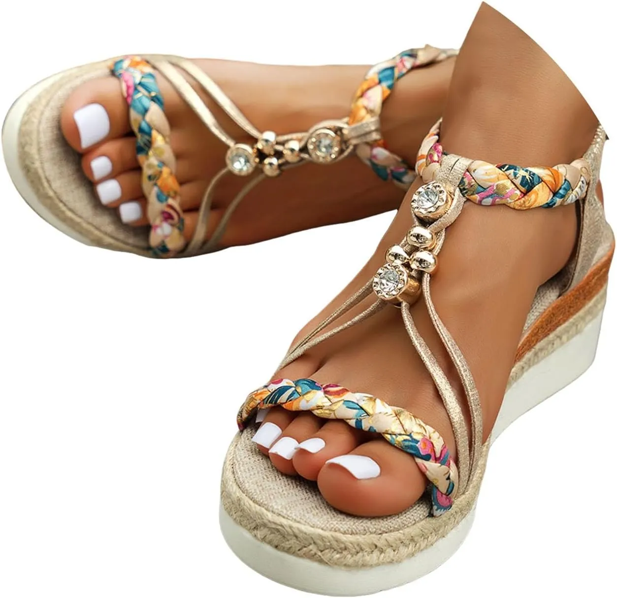 Sandals For Women 2024 Thong Sandals For Women Orthodontic Open Toe Shoes Beach Flats Ladies Buckle Strap Flip Flops Slides