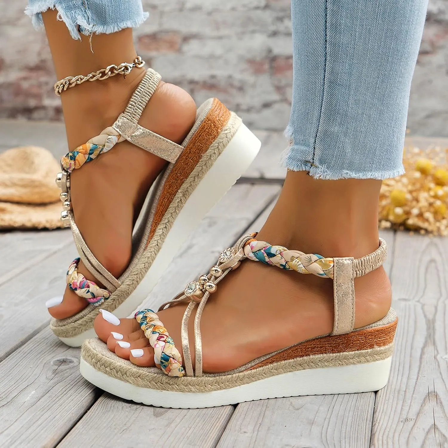 Sandals For Women 2024 Thong Sandals For Women Orthodontic Open Toe Shoes Beach Flats Ladies Buckle Strap Flip Flops Slides