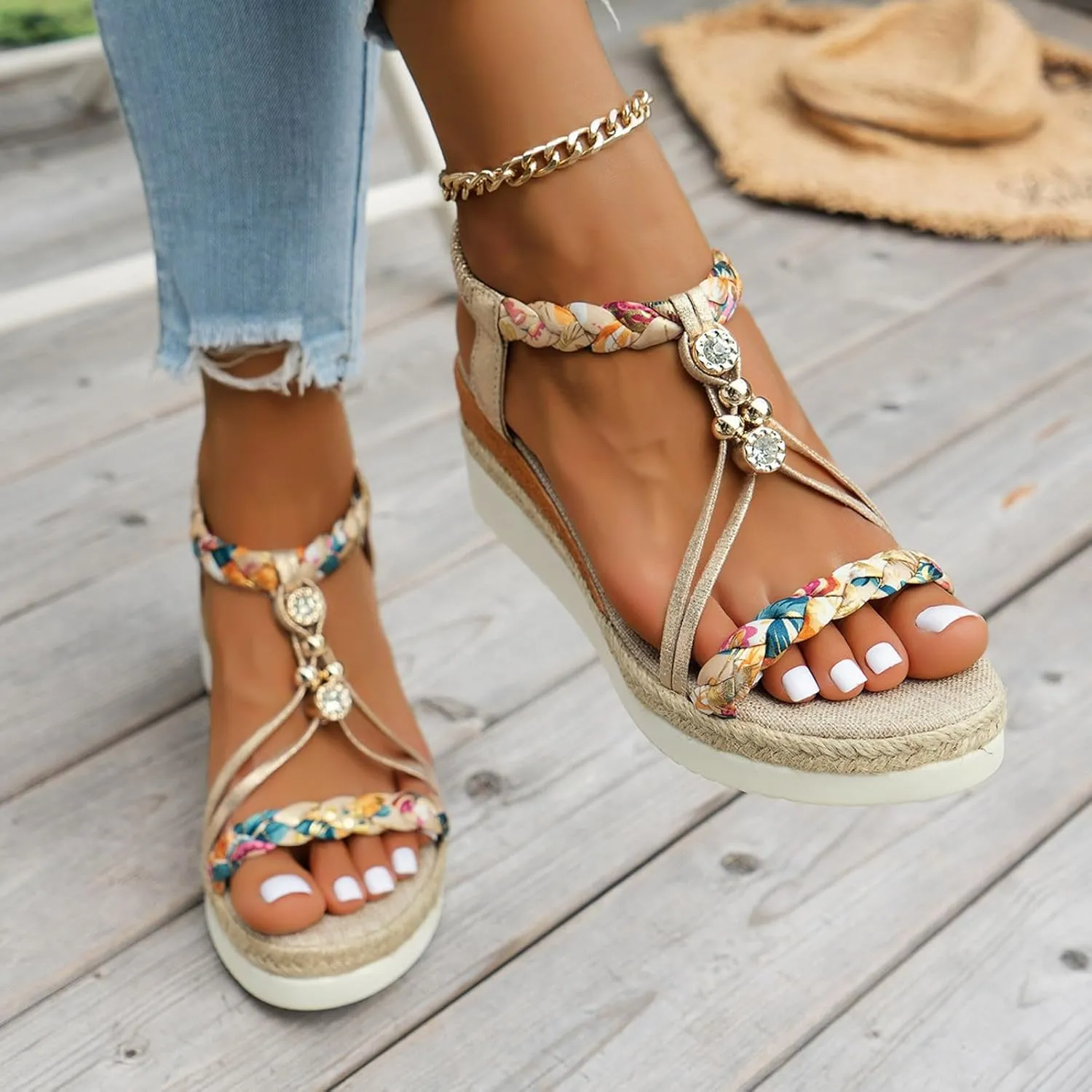 Sandals For Women 2024 Thong Sandals For Women Orthodontic Open Toe Shoes Beach Flats Ladies Buckle Strap Flip Flops Slides