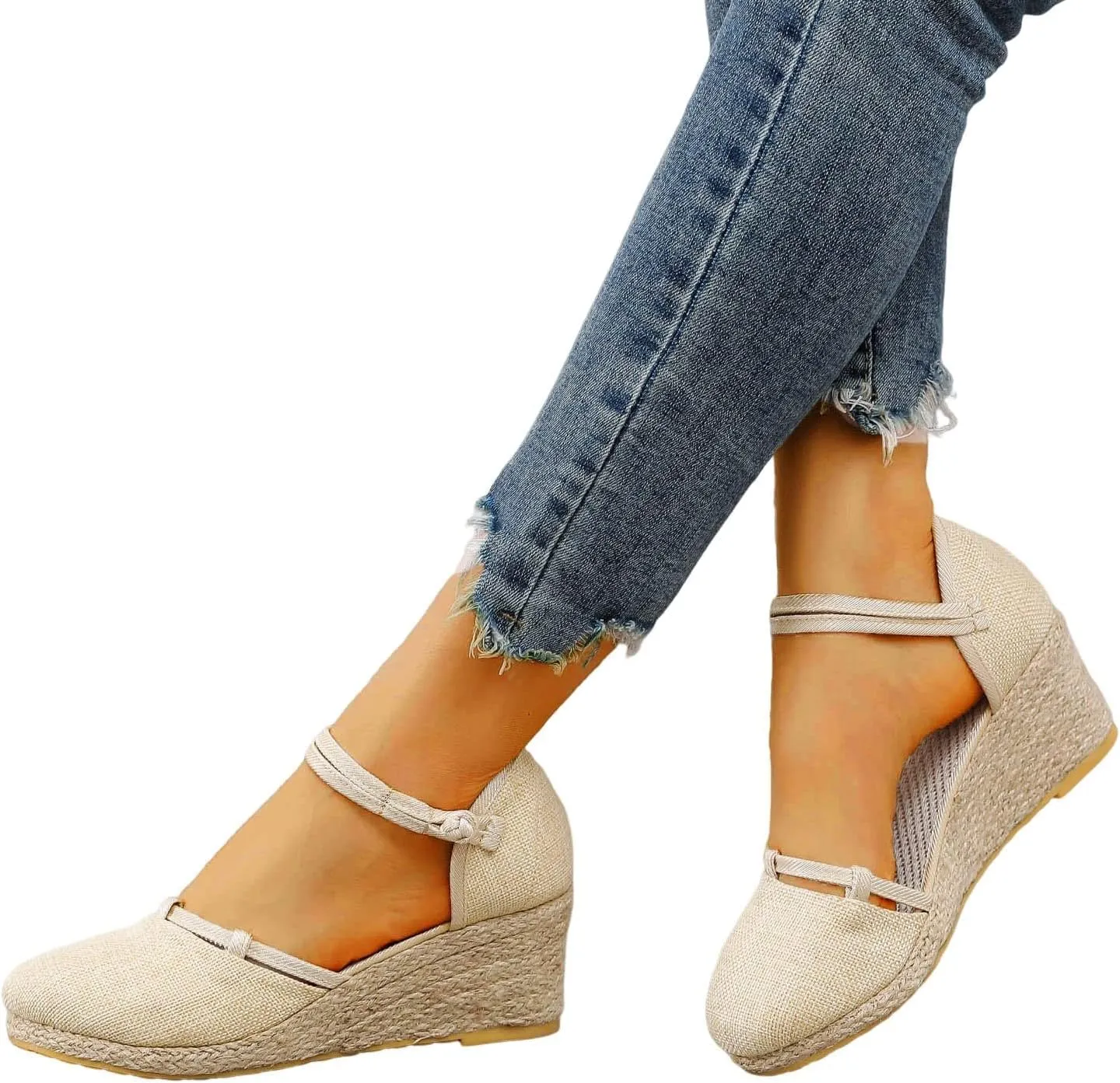 Sandals for Women Summer Dressy Espadrilles Wedge Closed/Peep Toe Ankle Strap Platform Sandals Summer Dress Shoes