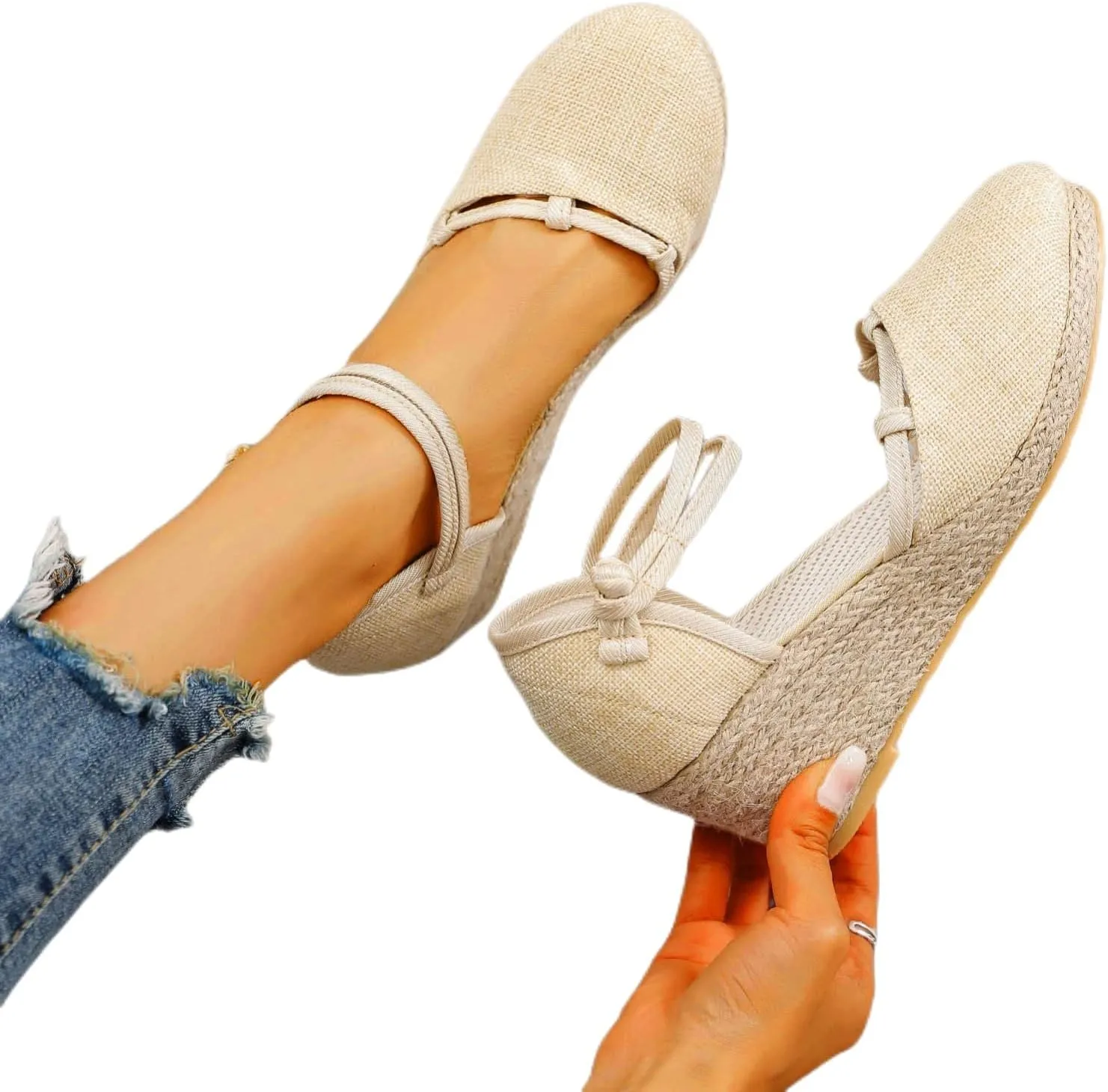 Sandals for Women Summer Dressy Espadrilles Wedge Closed/Peep Toe Ankle Strap Platform Sandals Summer Dress Shoes