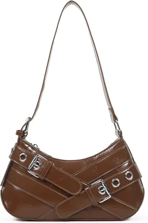 Sanxine Shoulder Bag for Women Y2k Small Purse Designer Punk Style Hobo Handbags Vegan Leather Trendy Crescent Bags