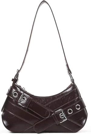 Sanxine Shoulder Bag for Women Y2k Small Purse Designer Punk Style Hobo Handbags Vegan Leather Trendy Crescent Bags