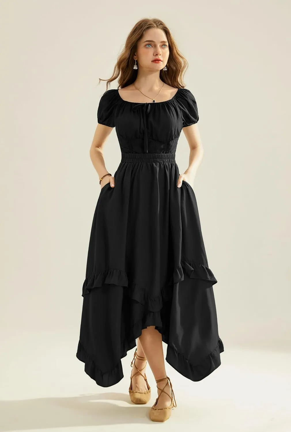 Scarlet Darkness Long Skirts for Women High Waist Renaissance Skirt Maxi Skirt with Pockets