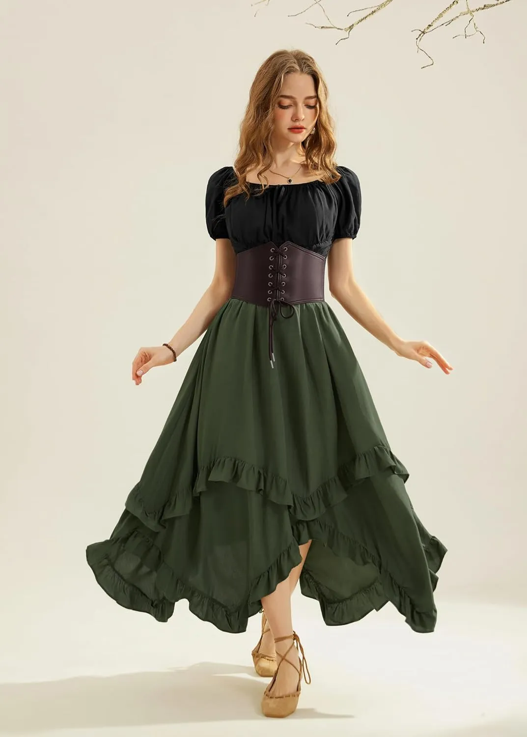 Scarlet Darkness Long Skirts for Women High Waist Renaissance Skirt Maxi Skirt with Pockets