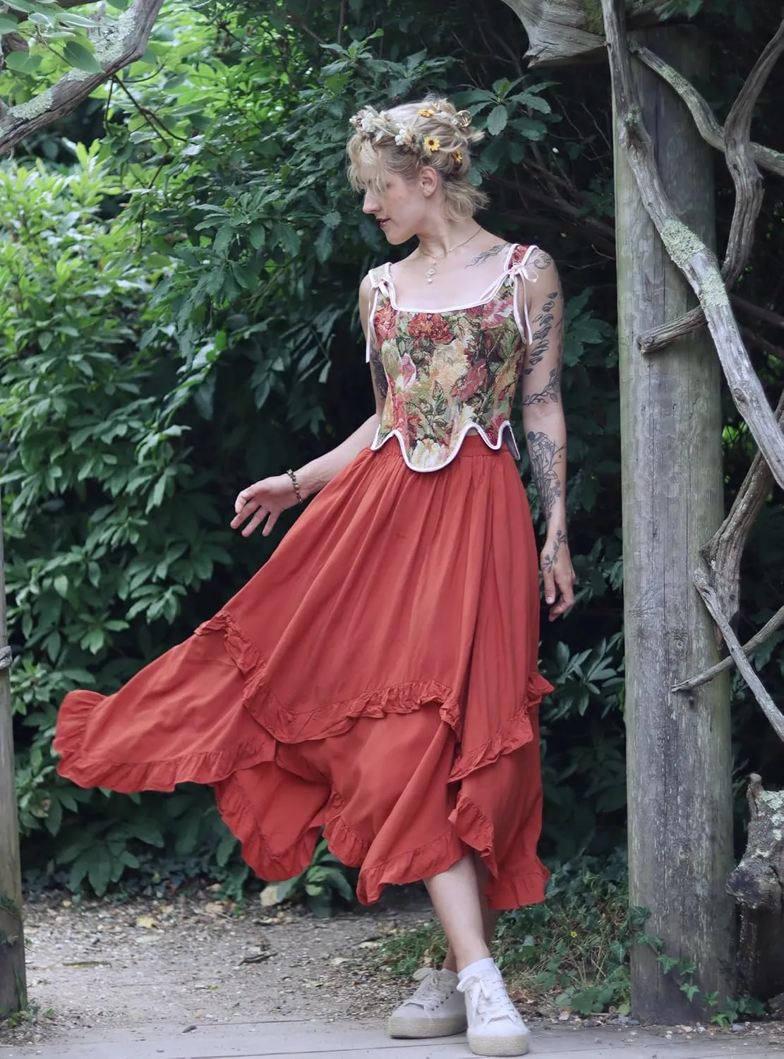 Scarlet Darkness Long Skirts for Women High Waist Renaissance Skirt Maxi Skirt with Pockets