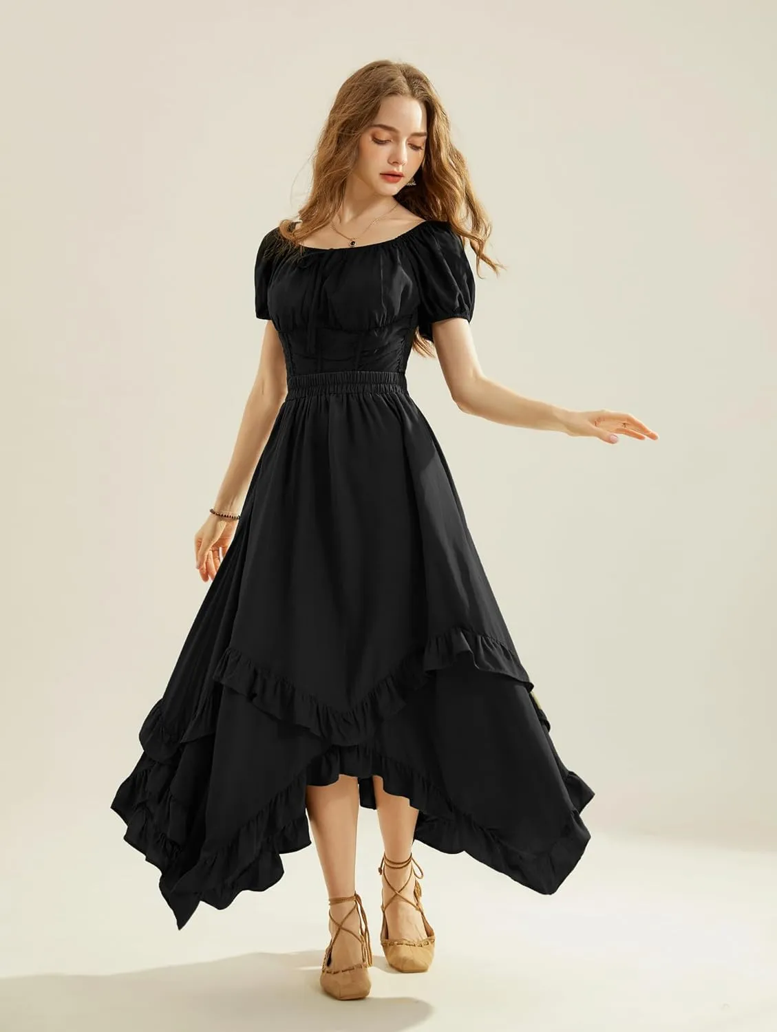Scarlet Darkness Long Skirts for Women High Waist Renaissance Skirt Maxi Skirt with Pockets