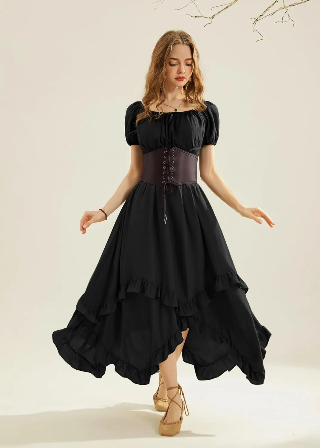 Scarlet Darkness Long Skirts for Women High Waist Renaissance Skirt Maxi Skirt with Pockets
