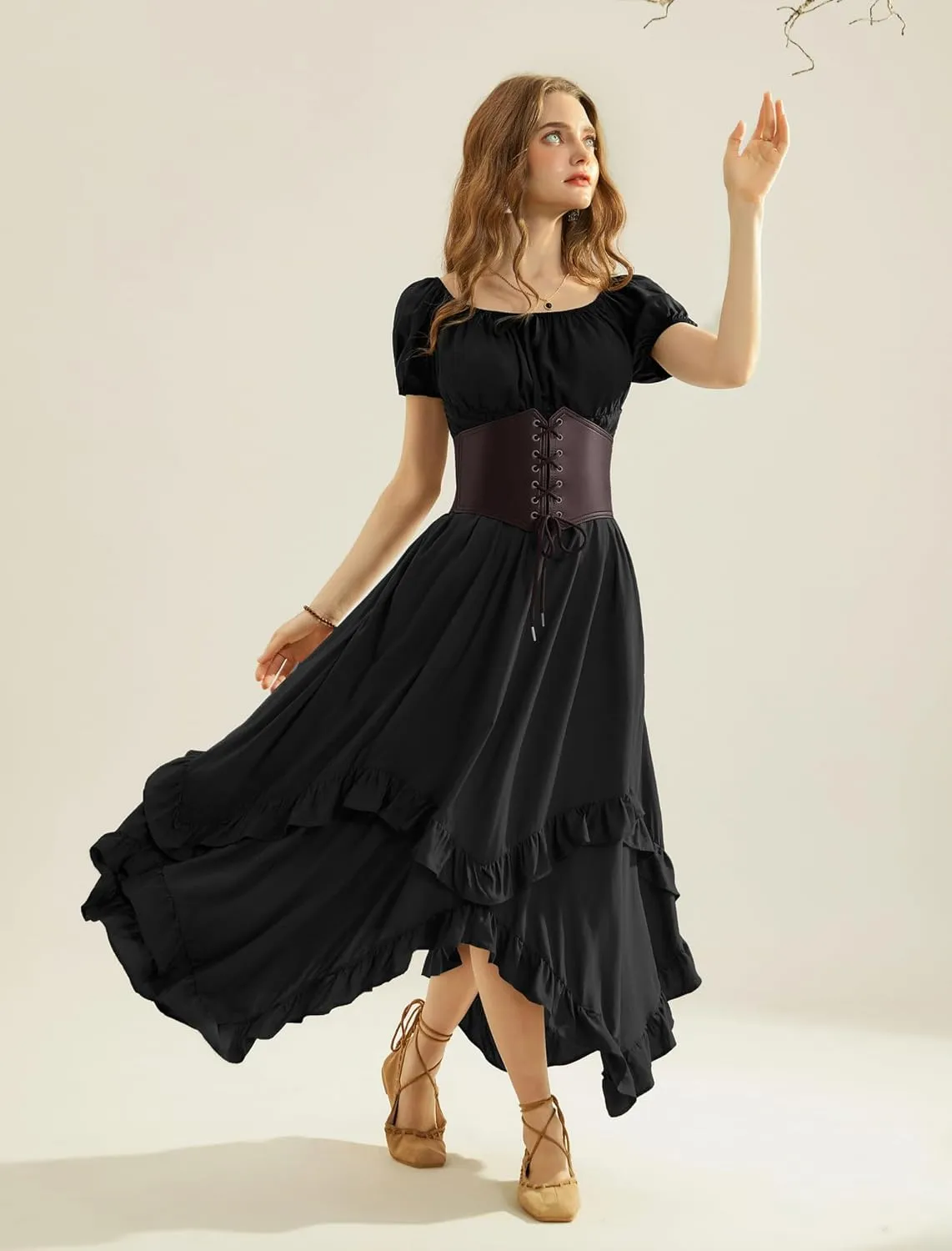 Scarlet Darkness Long Skirts for Women High Waist Renaissance Skirt Maxi Skirt with Pockets