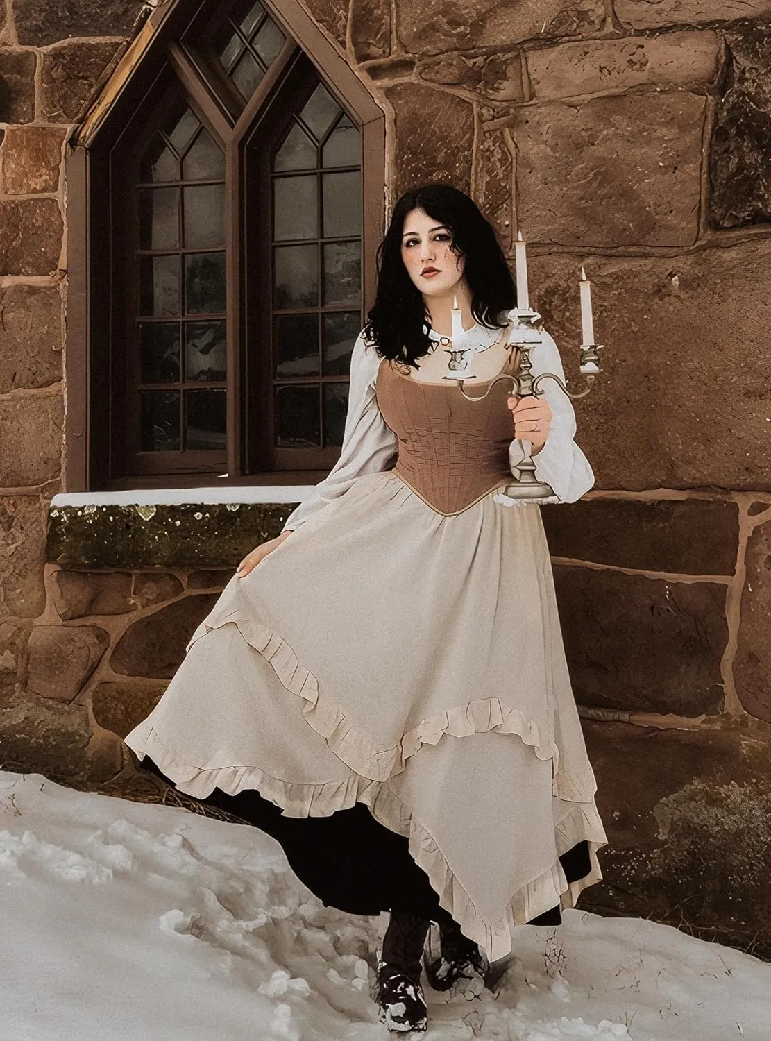 Scarlet Darkness Long Skirts for Women High Waist Renaissance Skirt Maxi Skirt with Pockets