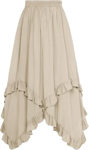 Scarlet Darkness Long Skirts for Women High Waist Renaissance Skirt Maxi Skirt with Pockets
