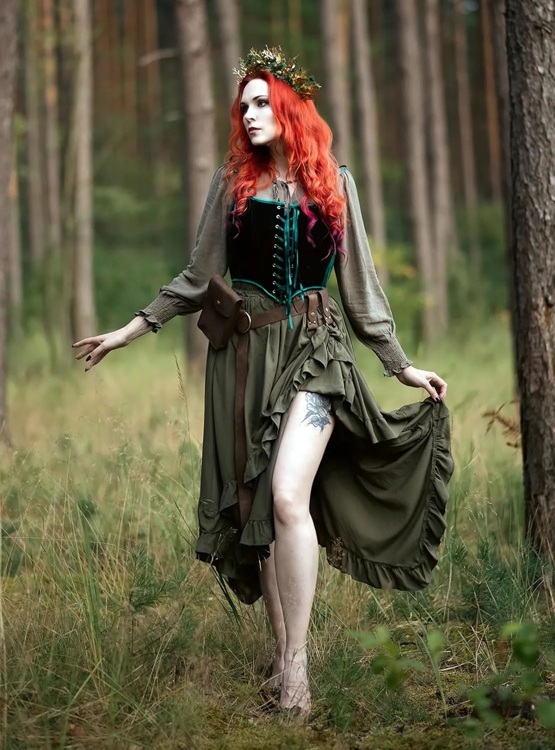 Scarlet Darkness Long Skirts for Women High Waist Renaissance Skirt Maxi Skirt with Pockets