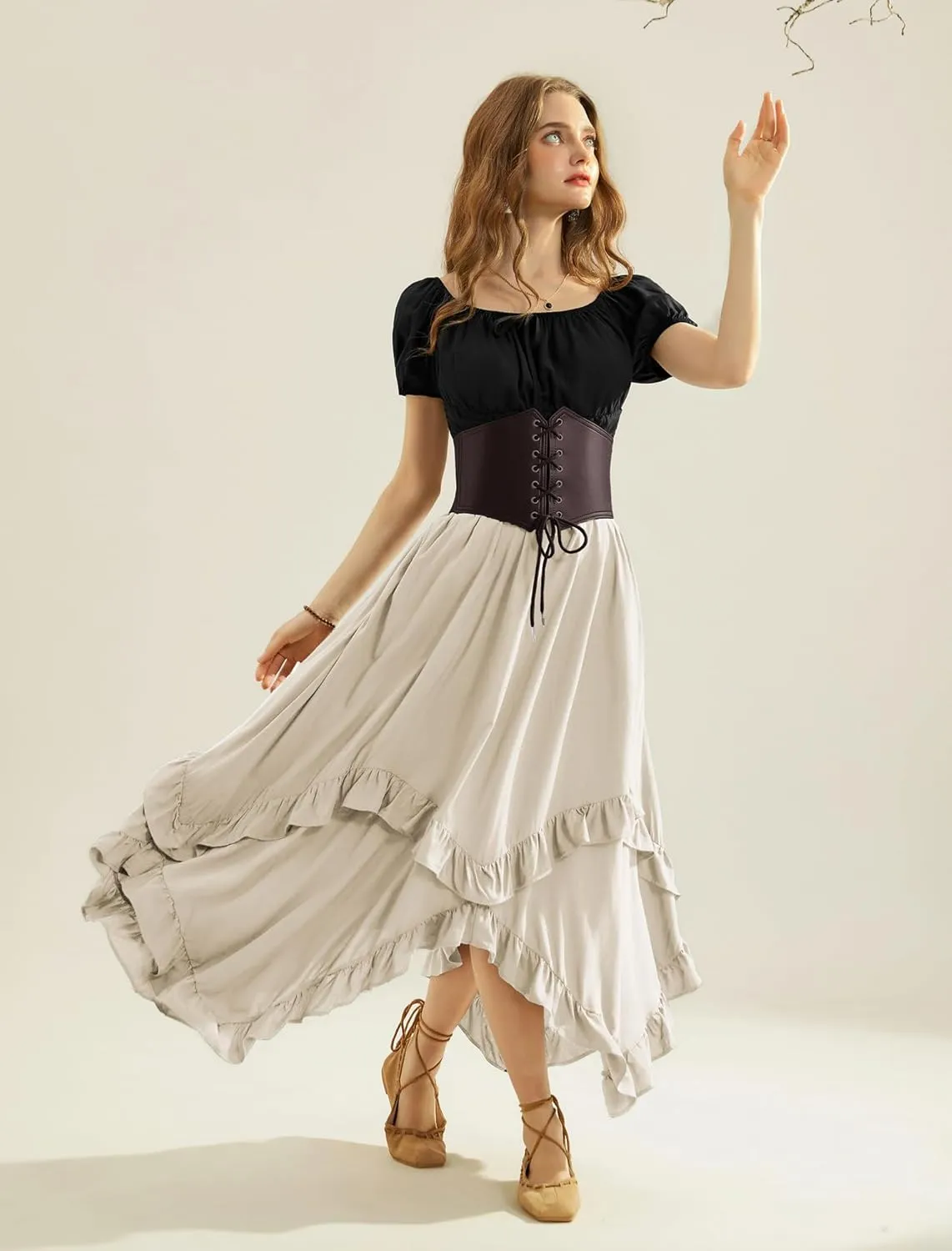 Scarlet Darkness Long Skirts for Women High Waist Renaissance Skirt Maxi Skirt with Pockets
