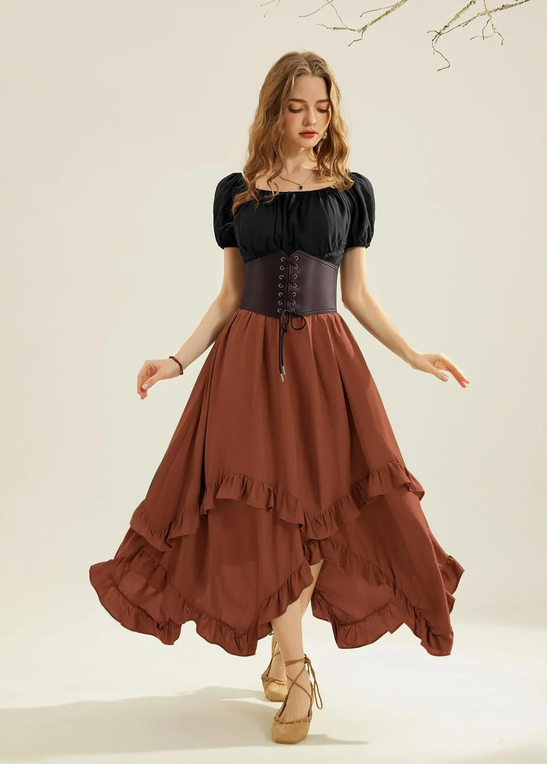 Scarlet Darkness Long Skirts for Women High Waist Renaissance Skirt Maxi Skirt with Pockets