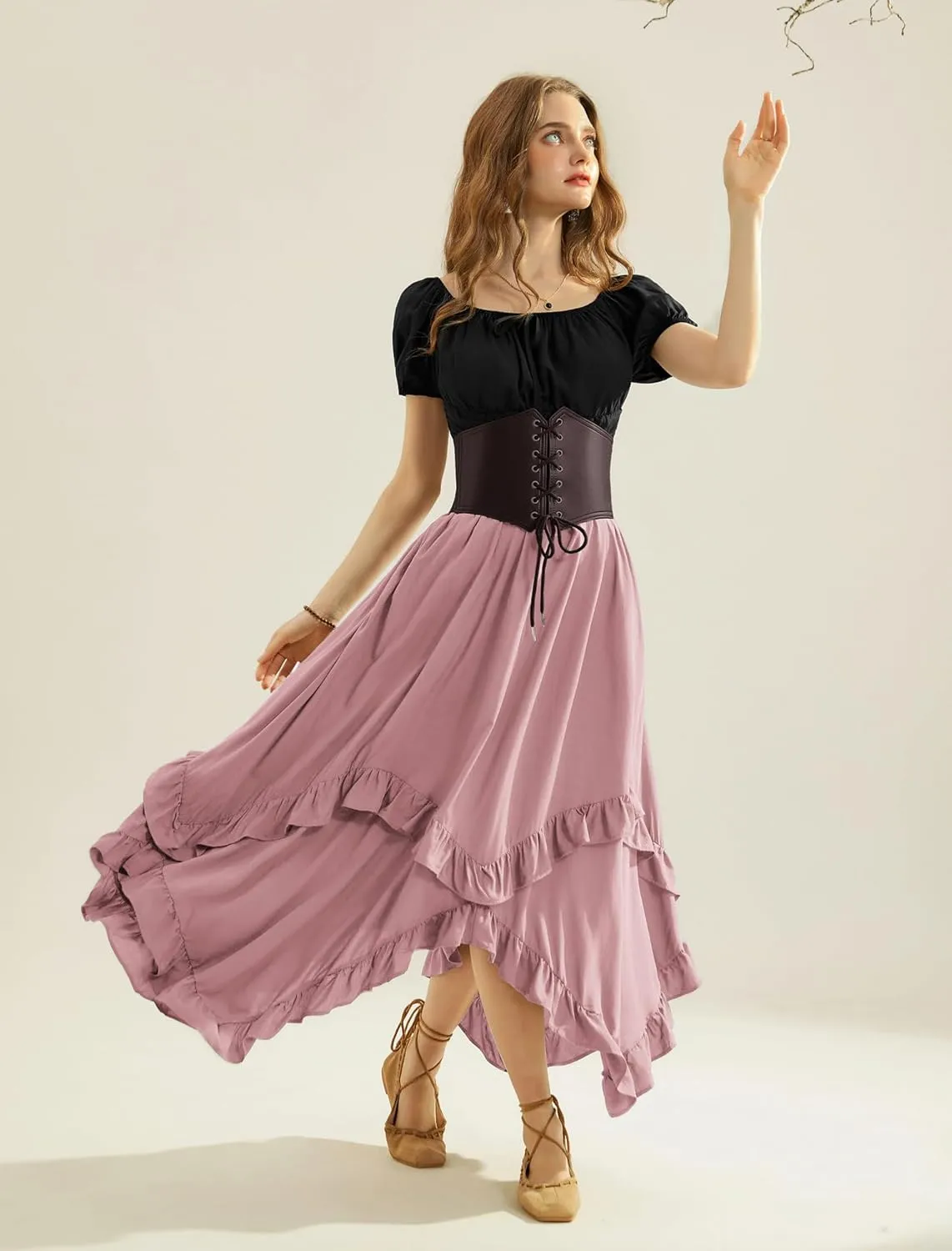 Scarlet Darkness Long Skirts for Women High Waist Renaissance Skirt Maxi Skirt with Pockets