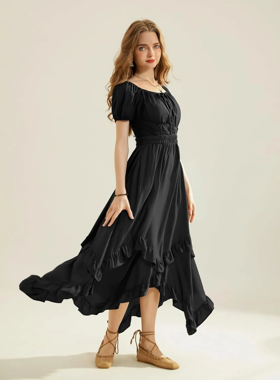 Scarlet Darkness Long Skirts for Women High Waist Renaissance Skirt Maxi Skirt with Pockets