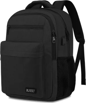 School Backpack for Teen Boys, Casual Backpack for Men and Women,15.6 inch Laptop Bookbag with USB Charging port for Business Work College, Black