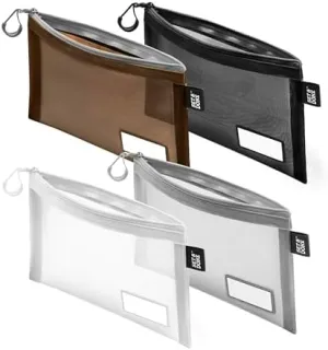 Set & Done - Zipper Mesh Bags 7"x 5" Size S Clear Pouch for Storage Small Items Makeup Accessories & Office Organizers, Travel Easy