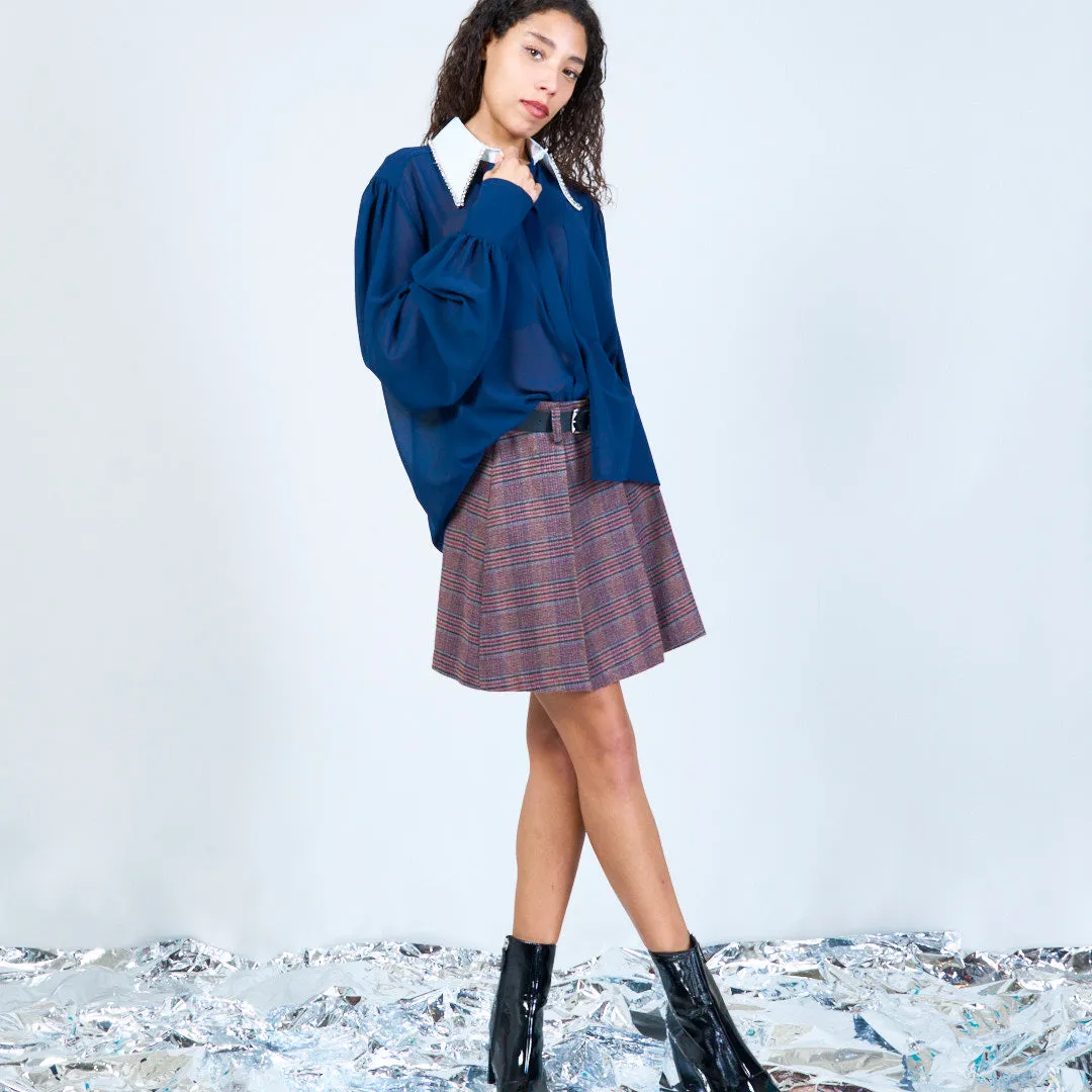 Sheer long-sleeve blouse with embellished collar wholesale
