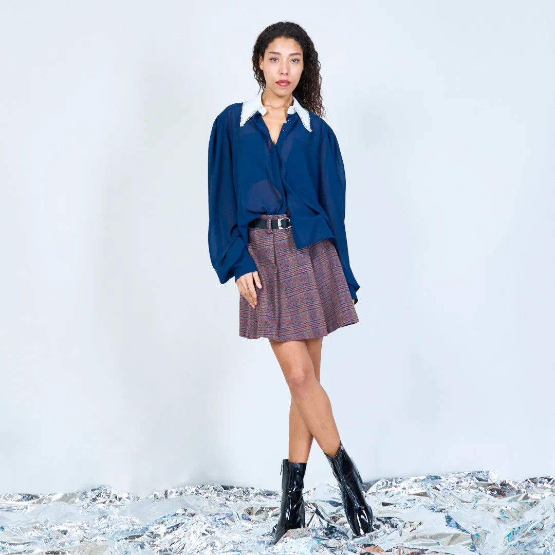 Sheer long-sleeve blouse with embellished collar wholesale