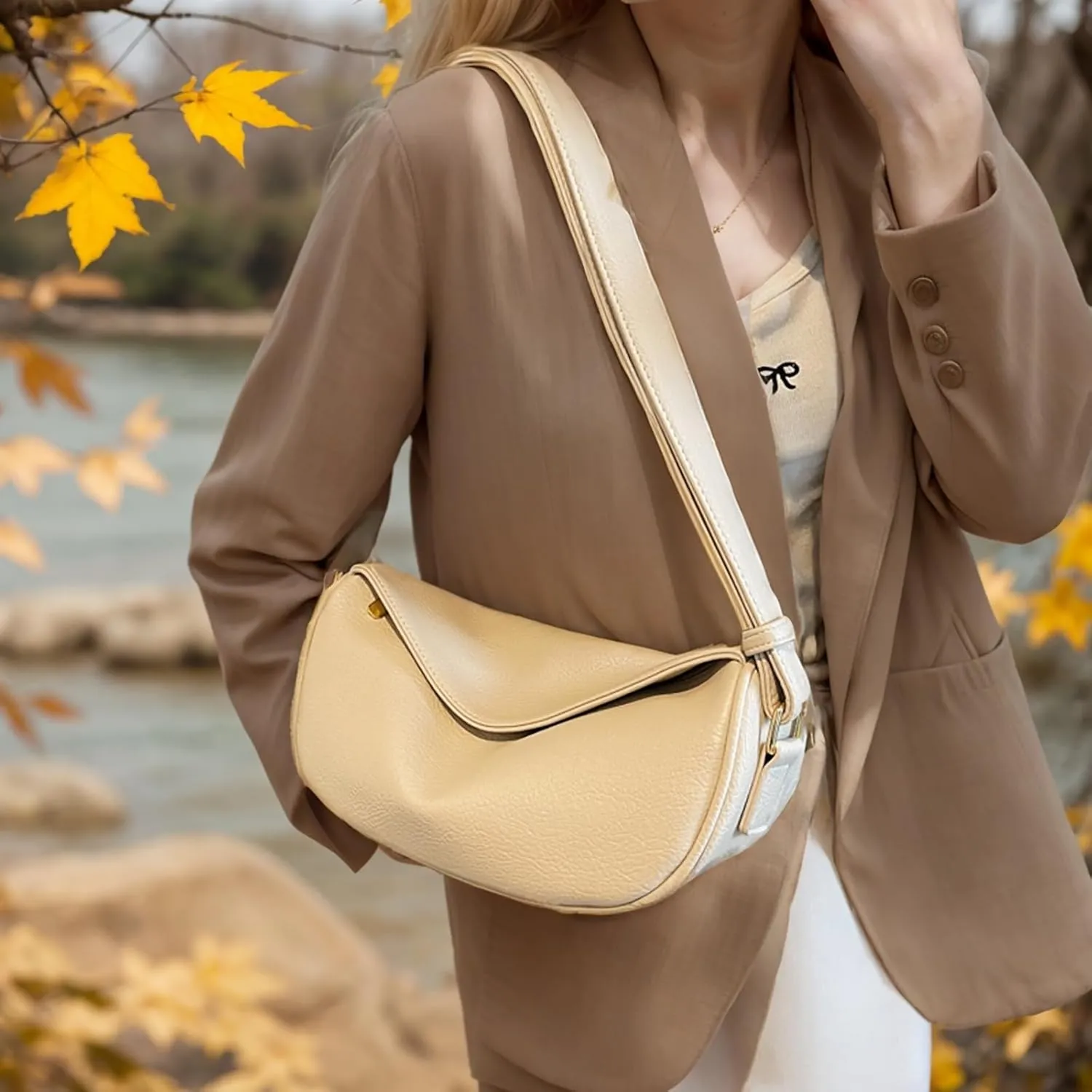 Shoulder Bags for Women Vegan Leather Purse Trendy Crossbody Bag Dumpling Purses Tote Handbags with Zip
