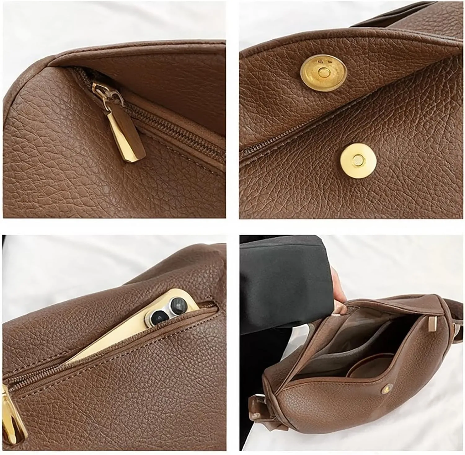 Shoulder Bags for Women Vegan Leather Purse Trendy Crossbody Bag Dumpling Purses Tote Handbags with Zip