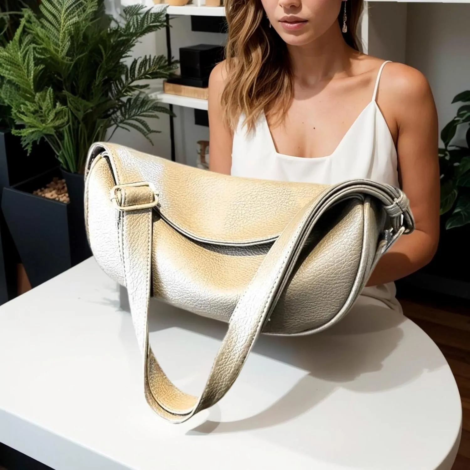 Shoulder Bags for Women Vegan Leather Purse Trendy Crossbody Bag Dumpling Purses Tote Handbags with Zip