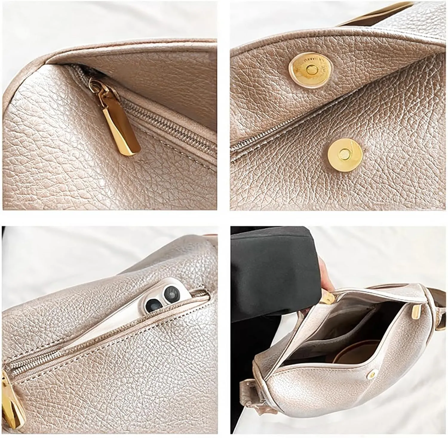 Shoulder Bags for Women Vegan Leather Purse Trendy Crossbody Bag Dumpling Purses Tote Handbags with Zip