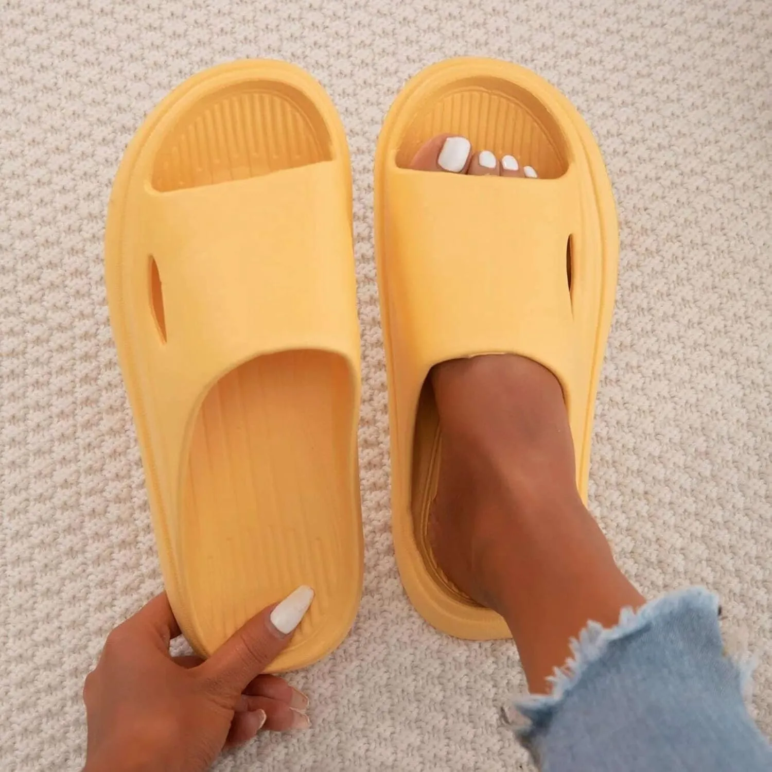 Shower Slippers Shower Shoes for Living Room Pool Beach Spa Public Showers Thick Sole Non-Slip Slides for Men