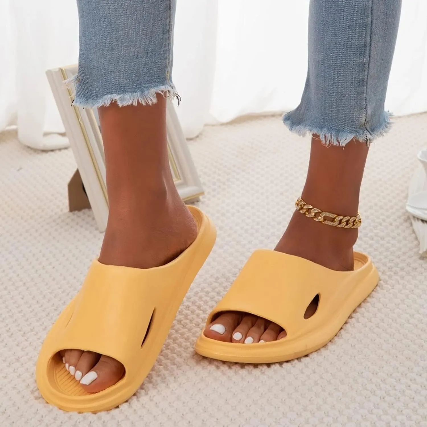 Shower Slippers Shower Shoes for Living Room Pool Beach Spa Public Showers Thick Sole Non-Slip Slides for Men