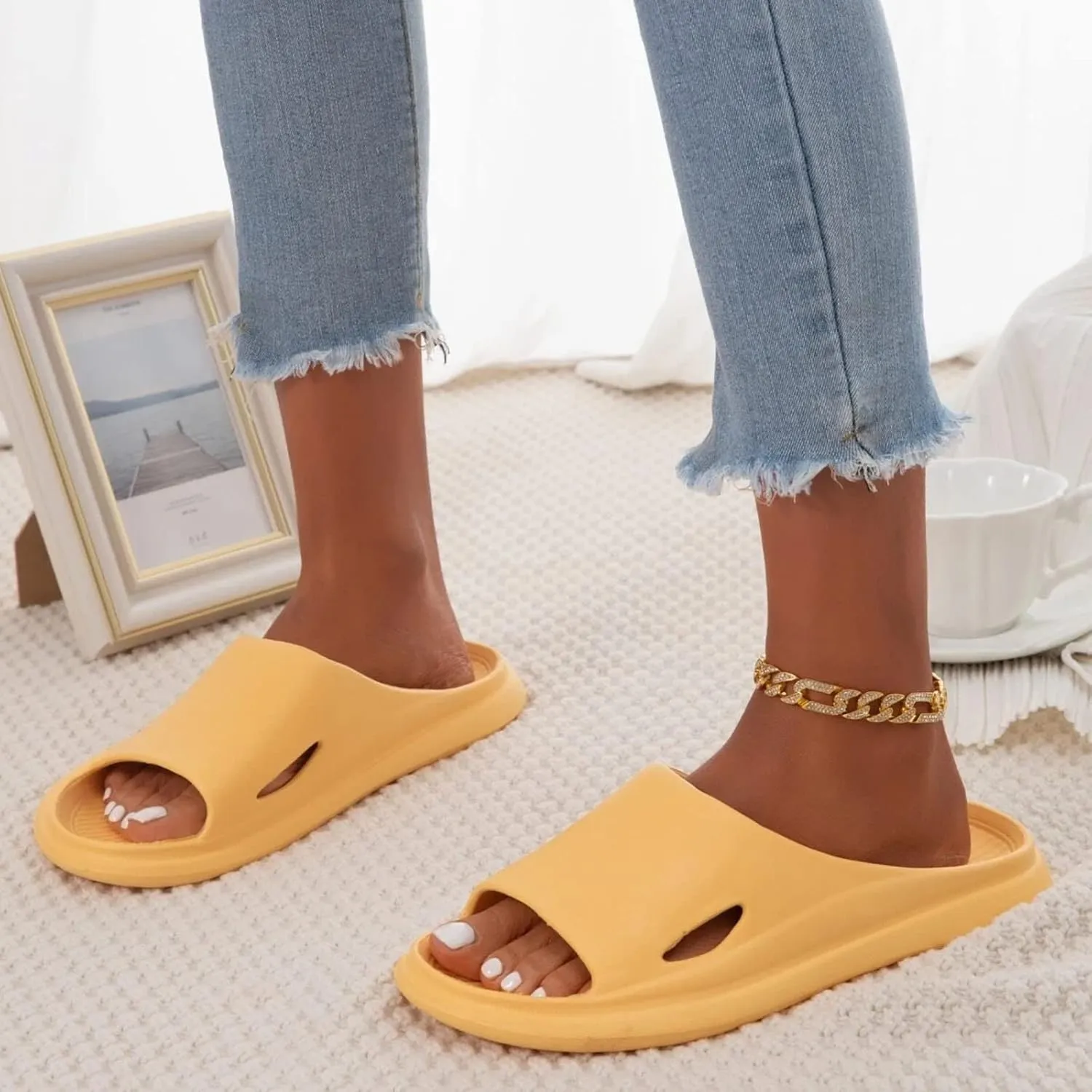 Shower Slippers Shower Shoes for Living Room Pool Beach Spa Public Showers Thick Sole Non-Slip Slides for Men