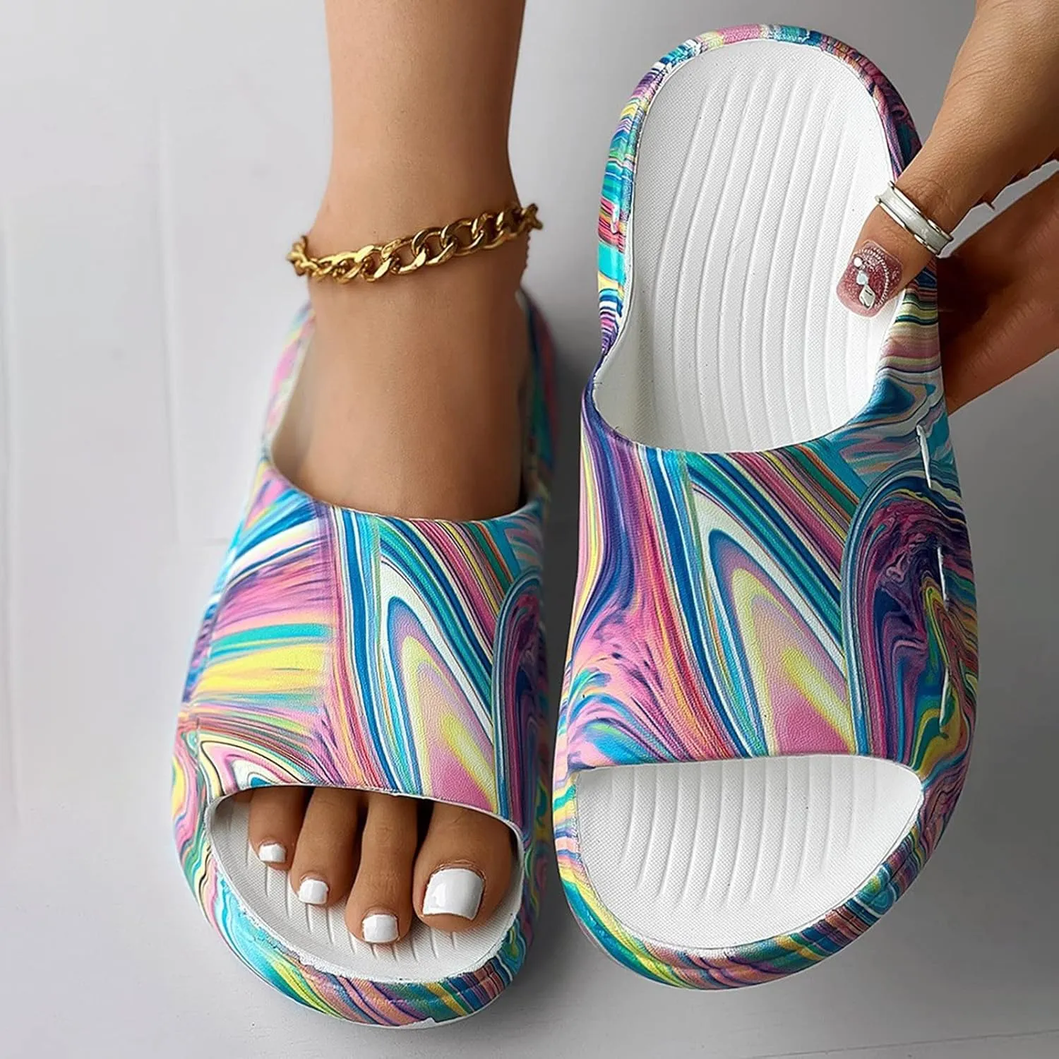 Shower Slippers Womens Sandals with Arch Support Shower Shoes for Living Room Pool Beach Spa Public Showers
