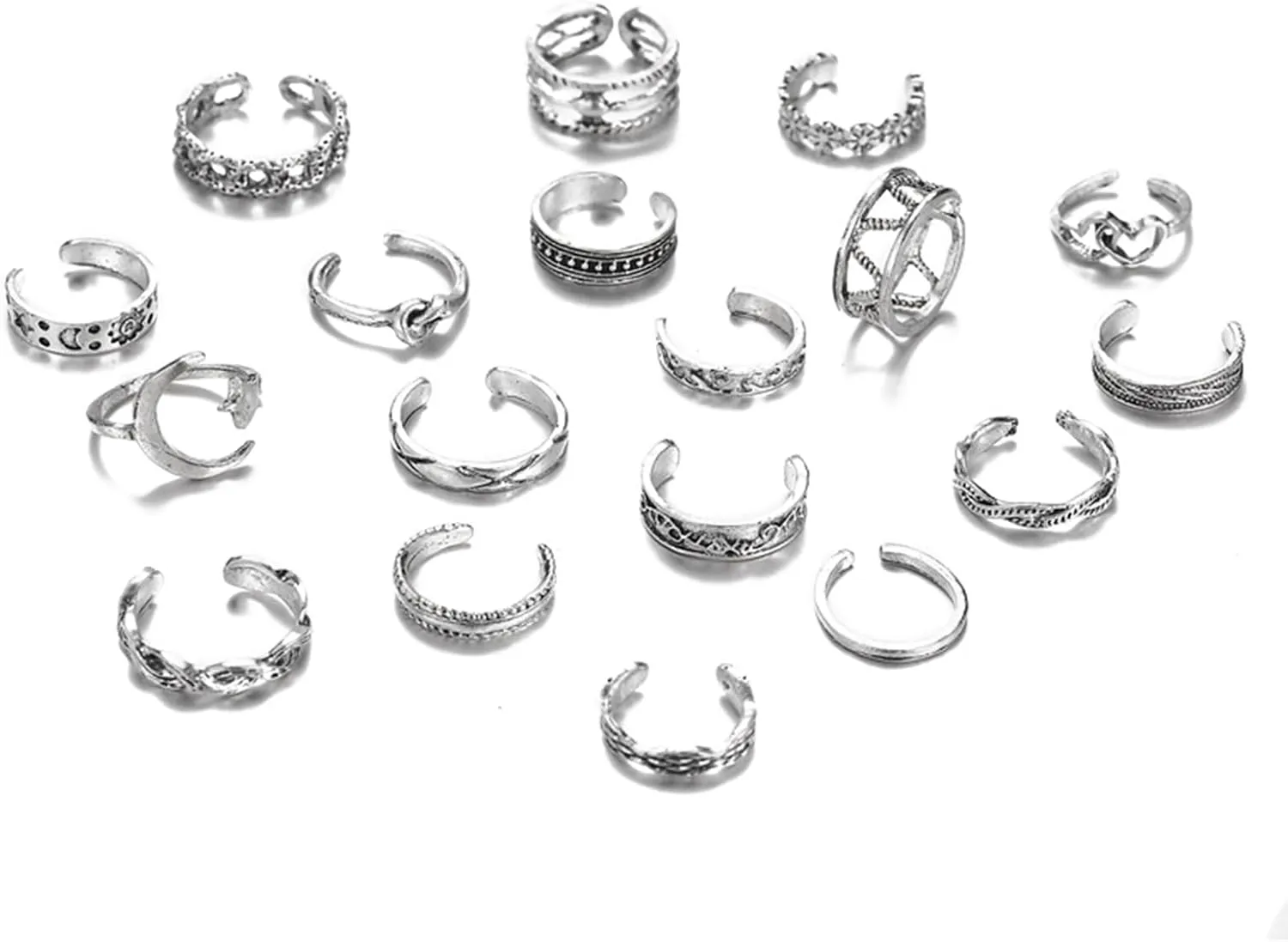Silver Toe Rings for Women Heart Star Infinity Toe Rings Gold Adjustable Stacked Rings Minimalist Open Rings Summer Beach Toe Ring Set Statement Jewelry Accessories