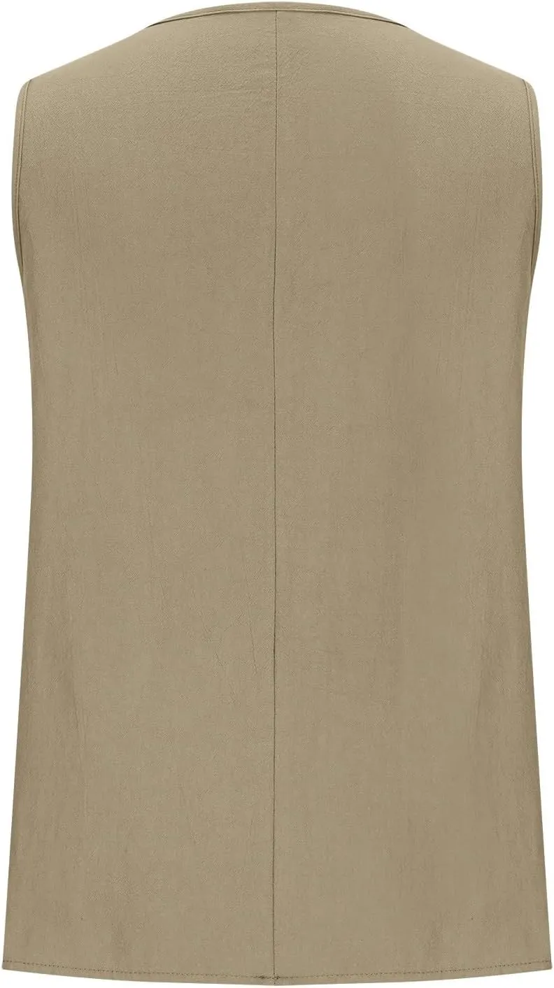 Simple Basic Tank for Women 2025 Button Embellished Solid Camisole Sleeveless Round Neck Top Lightweight Resort Shirt